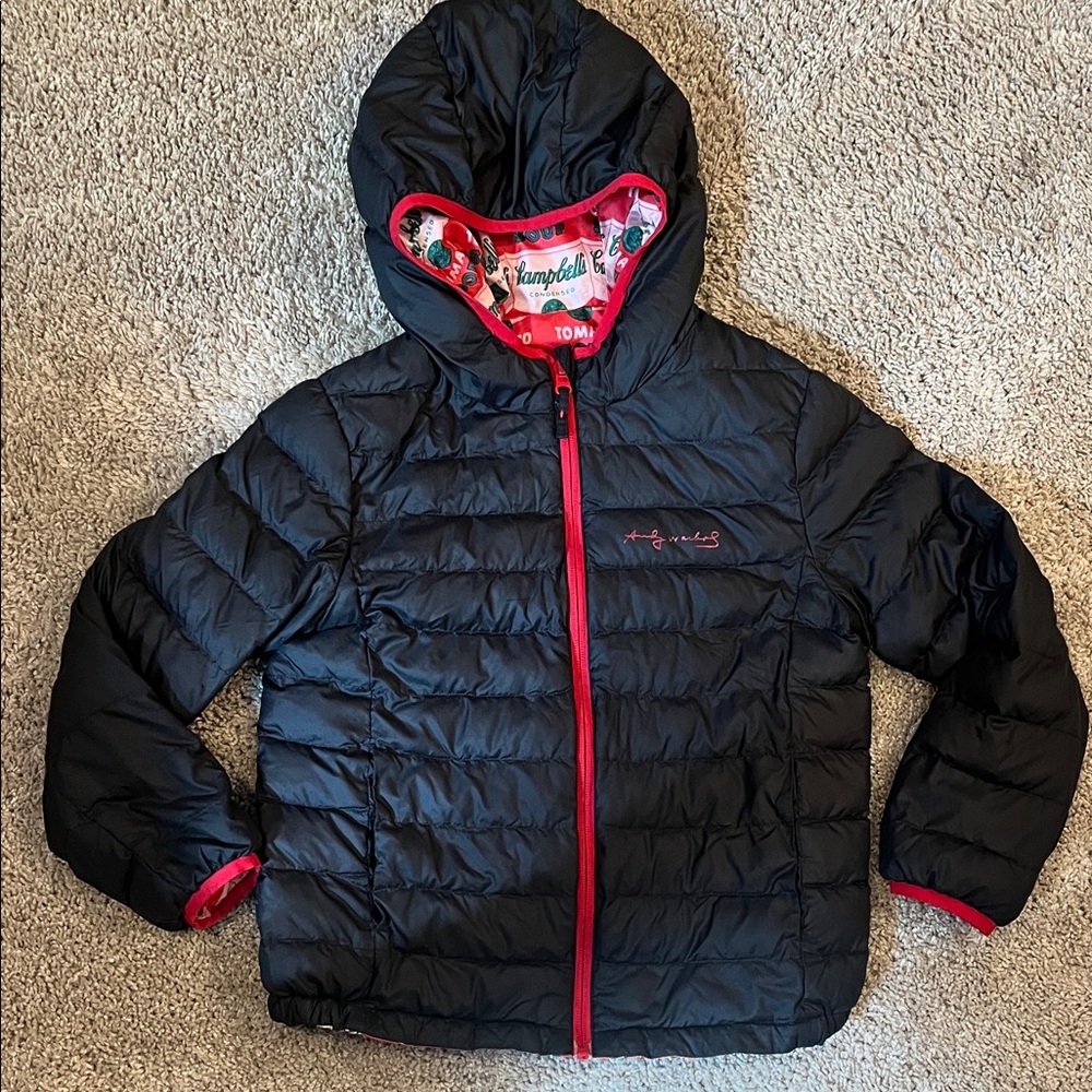 Uniqlo Puffer Jacket Andy Warhol Tomato Soup Kid's 7-8
